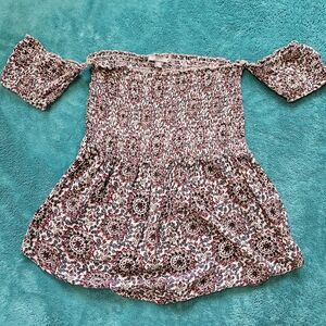 Charlotte Russe Black and White Off-Shoulder Smocked Blouse